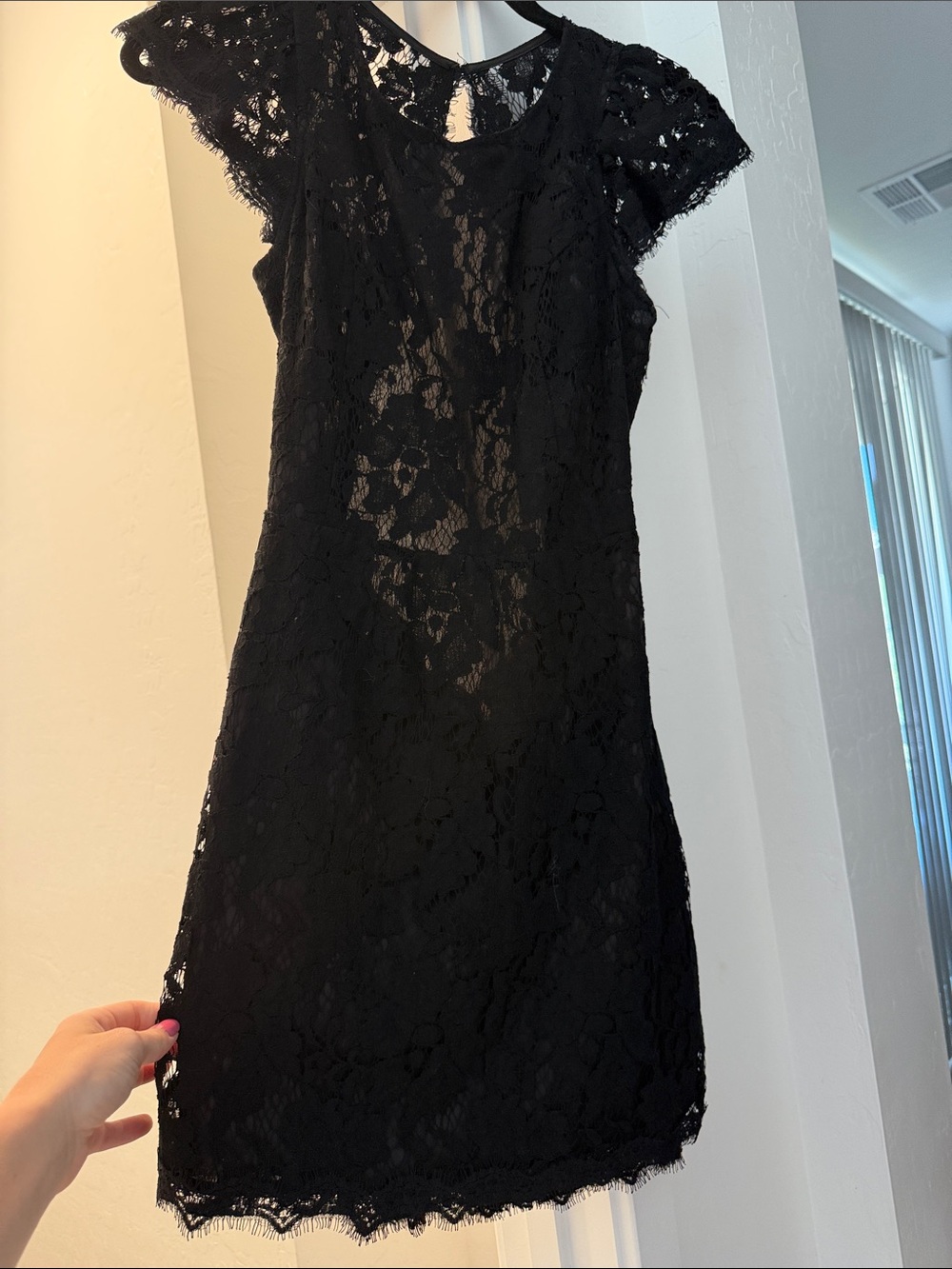 Pink Lily Black Floral Lace Mini Dress